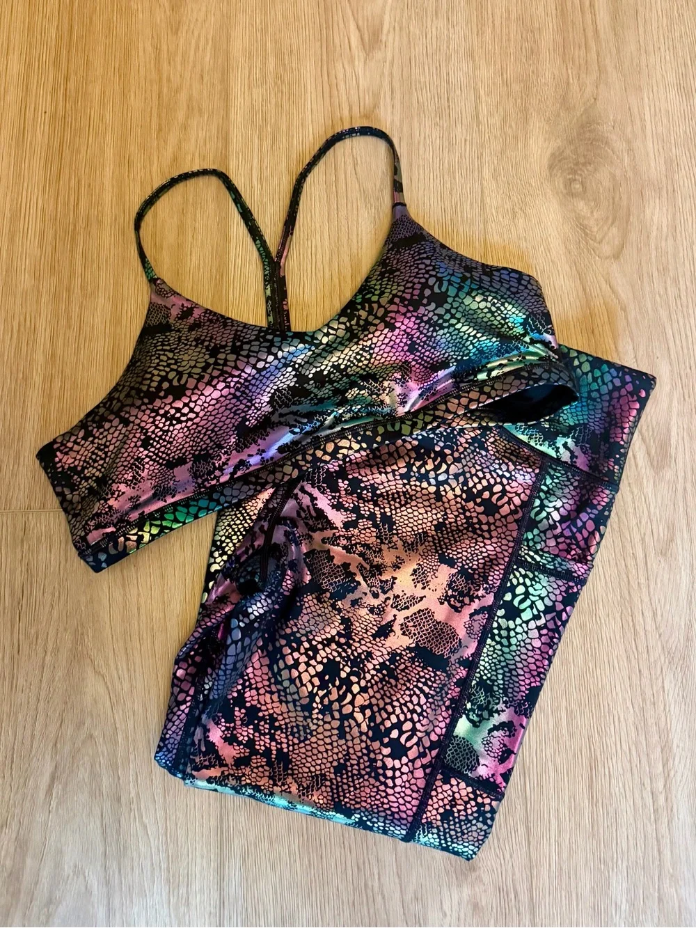 CVG Metallic Animal Print Sports Bra and Leggings Set